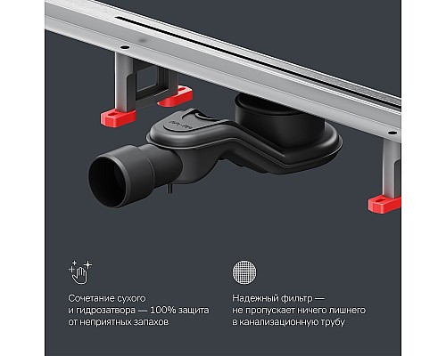 Душевой лоток AM.PM MasterFlow 80 W01SC-S11-080-05SB с решеткой Хром матовый Slim line
