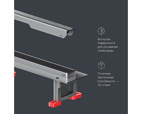 Душевой лоток AM.PM MasterFlow 80 W01SC-S11-080-05SB с решеткой Хром матовый Slim line