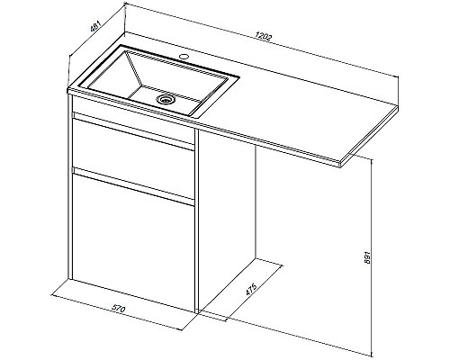 Тумба под раковину Aquanet Токио 120 333648 Дуб веллингтон