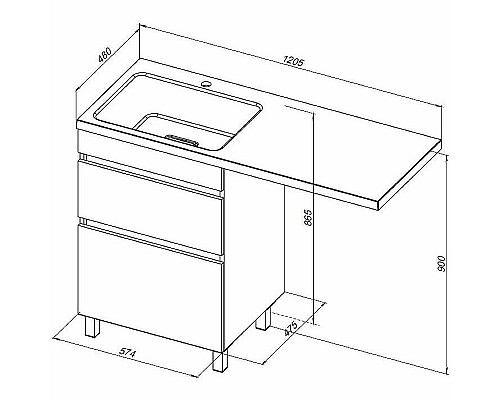 Тумба под раковину Aquanet Вега 120 329124 Белый глянец