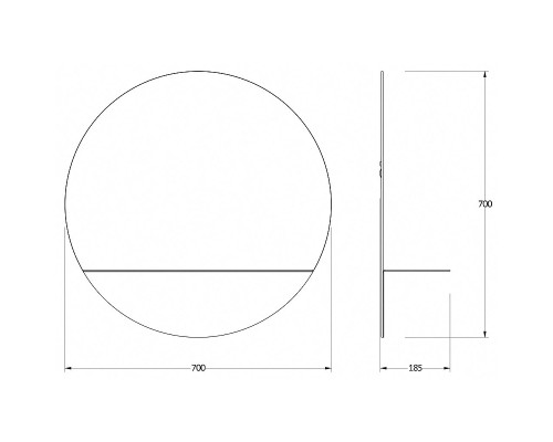 Зеркало Evoform Shadow d70 BY 0562 с металлической полочкой - Черный цвет