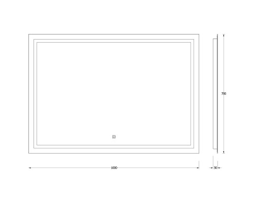 Зеркало Evoform Ledline 70x100 с подсветкой 29.5 W - сенсорный выключатель