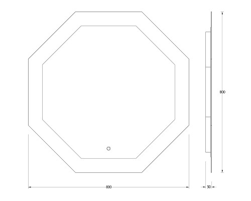 Зеркало Evoform Ledshine 80x80 с подсветкой 25.5 W - сенсорный выключатель - нейтральный белый свет