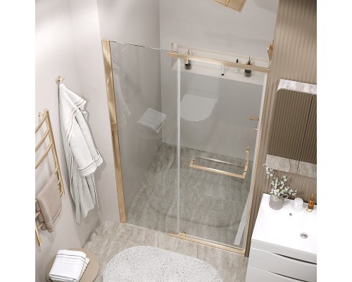 Душевая дверь Grossman Pragma 100 100.K33.03.100.32.00 профиль Золото сатин стекло прозрачное