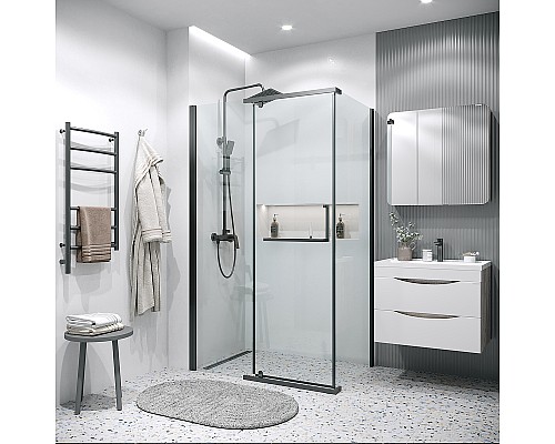 Душевая стенка Grossman Pragma 90 200.K33.03.90.21.00 профиль Черный матовый стекло прозрачное