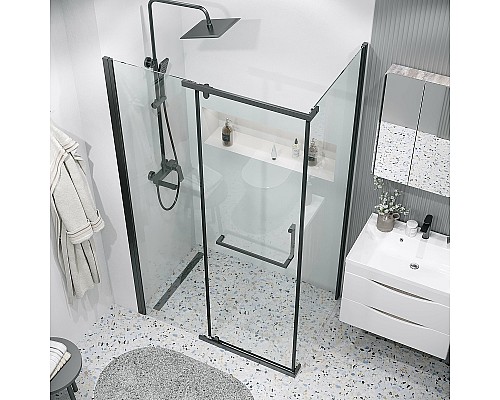 Душевая стенка Grossman Pragma 90 200.K33.03.90.21.00 профиль Черный матовый стекло прозрачное