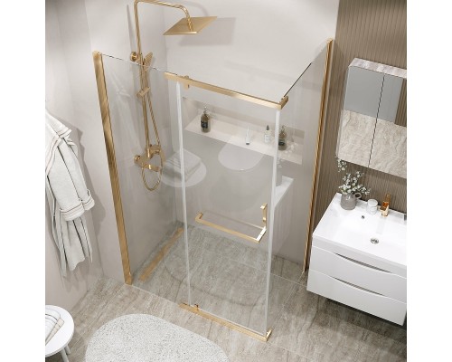 Душевой уголок Grossman Pragma 100х80 120.K33.03.1080.32.00 профиль Золото сатин стекло прозрачное