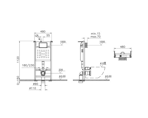 Комплект унитаза с инсталляцией Vitra Sento 9830B003-7211 с сиденьем Микролифт