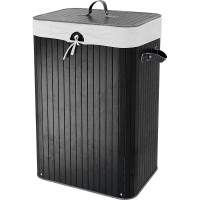 Корзина для белья WasserKRAFT Nuthe с крышкой Черная
