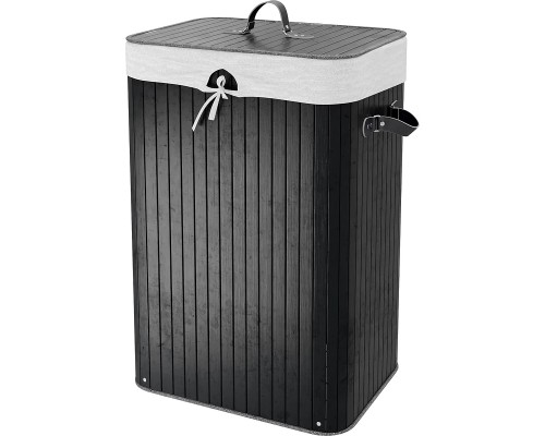 Корзина для белья WasserKRAFT Nuthe с крышкой Черная
