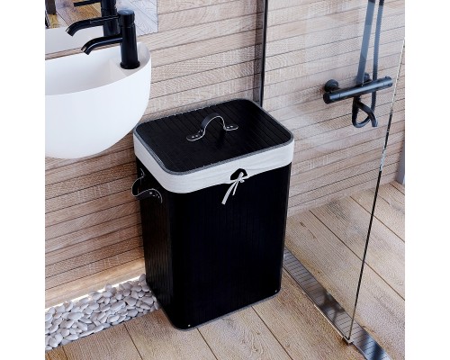 Корзина для белья WasserKRAFT Nuthe с крышкой Черная