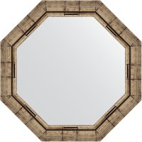Зеркало Evoform Octagon 64х64 BY 3668 в багетной раме - Серебряный бамбук 73 мм