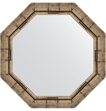 Зеркало Evoform Octagon 64х64 в багетной раме - Серебряный бамбук 73 мм