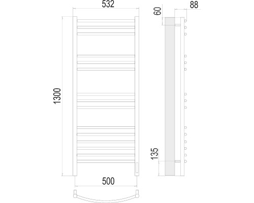 Электрический полотенцесушитель Terminus Классик П15 500х1300 4670078527349 Хром