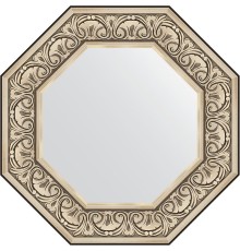 Зеркало Evoform Octagon 60х60 в багетной раме - Барокко серебро 106 мм