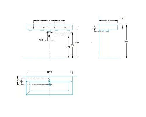 Раковина Kerama Marazzi Grande 120 GR.wb.120 Белая глянцевая