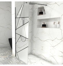 Душевая перегородка Ceruttispa Pick 90 PICK T90B 10378 профиль Черный матовый стекло узор матовый с прозрачным