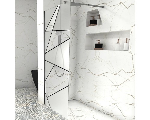 Душевая перегородка Ceruttispa Pick 90 PICK T90B 10378 профиль Черный матовый стекло узор матовый с прозрачным