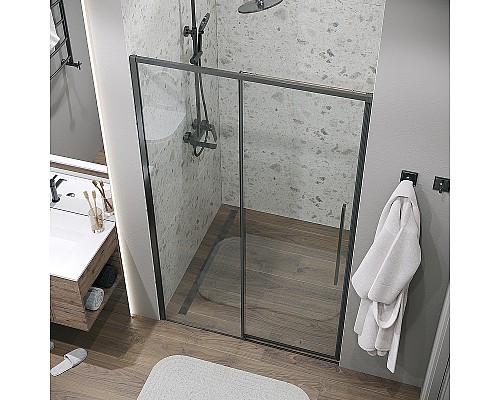 Душевая дверь Grossman Galaxy 130 100.K33.01.130.42.00 профиль Графит сатин стекло прозрачное