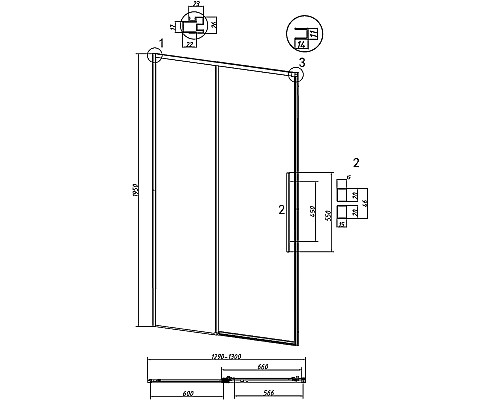 Душевая дверь Grossman Galaxy 130 100.K33.01.130.42.00 профиль Графит сатин стекло прозрачное