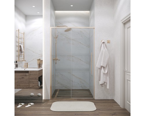 Душевая дверь Grossman Galaxy 130 100.K33.01.130.32.00 профиль Золото сатин стекло прозрачное