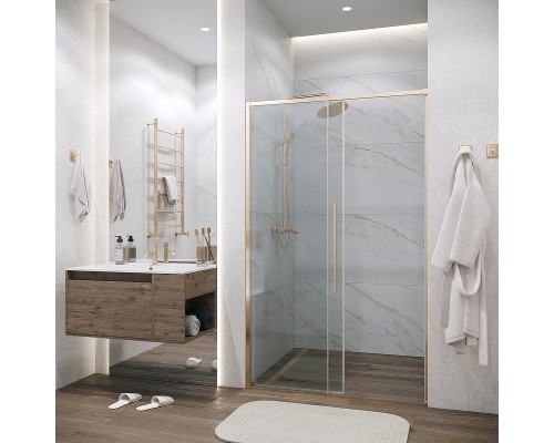 Душевая дверь Grossman Galaxy 130 100.K33.01.130.32.00 профиль Золото сатин стекло прозрачное