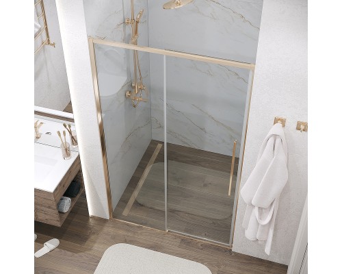 Душевая дверь Grossman Galaxy 130 100.K33.01.130.32.00 профиль Золото сатин стекло прозрачное