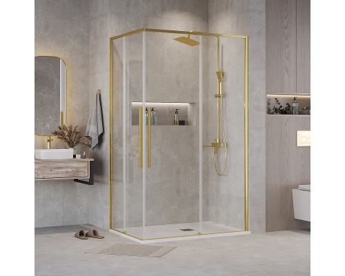 Душевой уголок Grossman Galaxy 90х70 300.K33.01.9070.32.00 профиль Золото сатин стекло прозрачное