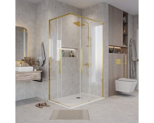 Душевой уголок Grossman Galaxy 90х70 300.K33.01.9070.32.00 профиль Золото сатин стекло прозрачное
