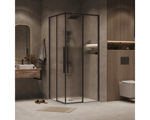 Душевой уголок Grossman Galaxy 80х80 300.K33.01.8080.21.02 профиль Черный матовый стекло шиншилла