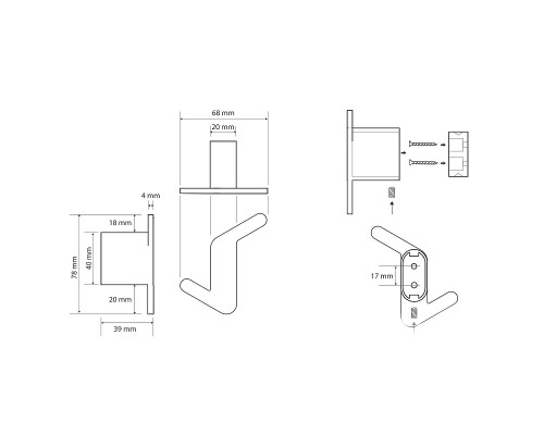 Двойной крючок Bemeta Organic Black 167106200 Черный матовый