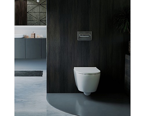 Комплект унитаза с инсталляцией Aquatek Set Aquatek Поларис-016 4в1 с сиденьем Микролифт и клавишей смыва Хром глянцевый