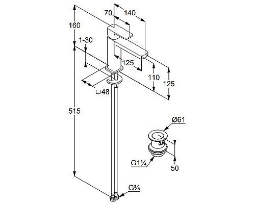 Смеситель для раковины Kludi Renon 422880575 Хром