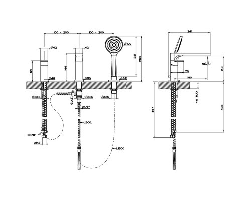 Смеситель на борт ванны Gessi Emporio Via Manzoni Черный матовый