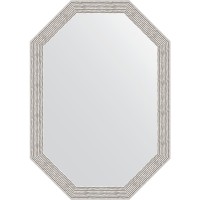 Зеркало Evoform Octagon 48x68 BY 7009 в багетной раме - Волна алюминий 46 мм