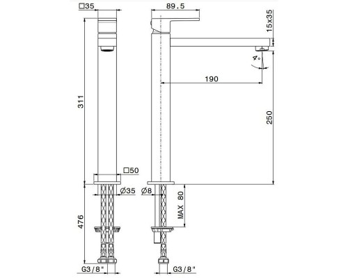 Смеситель для раковины Kerama Marazzi Futura 66419KM.21.018 Хром