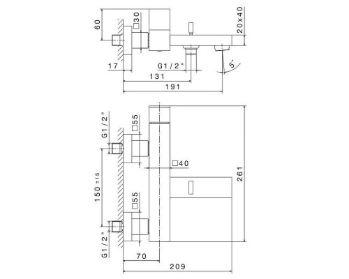 Смеситель для ванны Kerama Marazzi Futura 66440KM.21.018 Хром