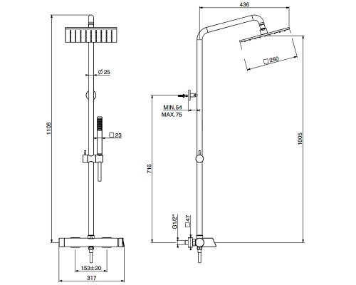 Душевая система Gattoni Soffio 8195/PDDS Темный никель шлифованный