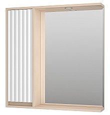 Зеркало со шкафом Brevita Balaton 80 L BAL-04080-03-01Л с подсветкой Белое матовое Бежевое матовое