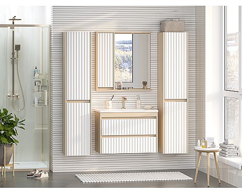 Зеркало со шкафом Brevita Balaton 80 L BAL-04080-03-01Л с подсветкой Белое матовое Бежевое матовое Зеркало со шкафом Brevita Balaton 80 L BAL-04080-03-01Л с подсветкой Белое матовое Бежевое матовое