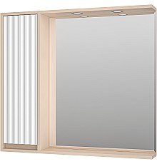 Зеркало со шкафом Brevita Balaton 90 L BAL-04090-03-01Л с подсветкой Белое матовое Бежевое матовое