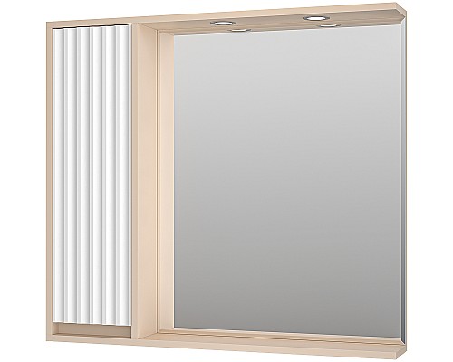 Зеркало со шкафом Brevita Balaton 90 L BAL-04090-03-01Л с подсветкой Белое матовое Бежевое матовое Зеркало со шкафом Brevita Balaton 90 L BAL-04090-03-01Л с подсветкой Белое матовое Бежевое матовое