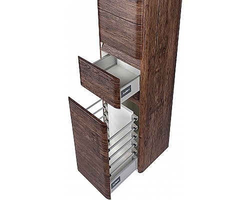 Шкаф пенал Style Line Атлантика 35 L Люкс Plus СС-00002222 с бельевой корзиной Старое дерево