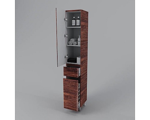 Шкаф пенал Style Line Атлантика 35 L Люкс Plus СС-00002222 с бельевой корзиной Старое дерево