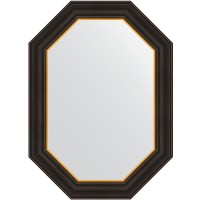 Зеркало Evoform Polygon 73х53 BY 7285 в багетной раме - Черное дерево с золотом 71 мм