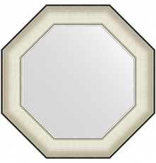Зеркало Evoform Octagon 54x54 в багетной раме - Белая кожа с хромом 78 мм