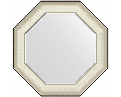 Зеркало Evoform Octagon 54x54 в багетной раме - Белая кожа с хромом 78 мм