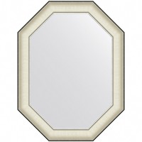Зеркало Evoform Octagon 84x64 в багетной раме - Белая кожа с хромом 78 мм