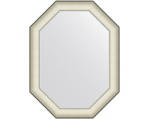Зеркало Evoform Octagon 84x64 в багетной раме - Белая кожа с хромом 78 мм