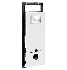 Инсталляция WasserKRAFT Salm 27TLT.010.ME.WH.BN01 для унитаза Белое стекло с клавишей смыва Никель